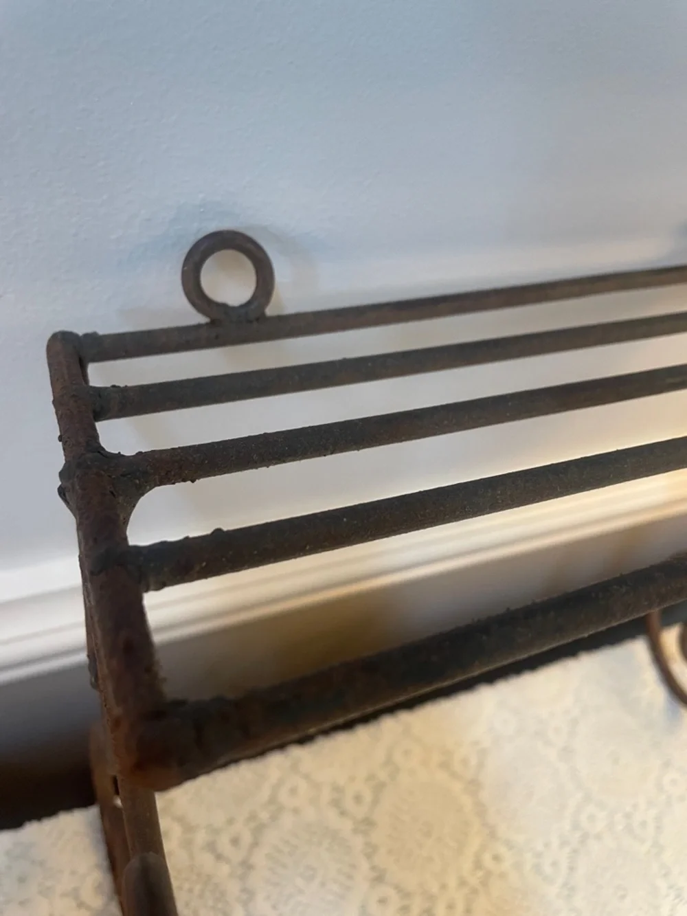 Rustic Brown Metal Scroll Wall Shelf